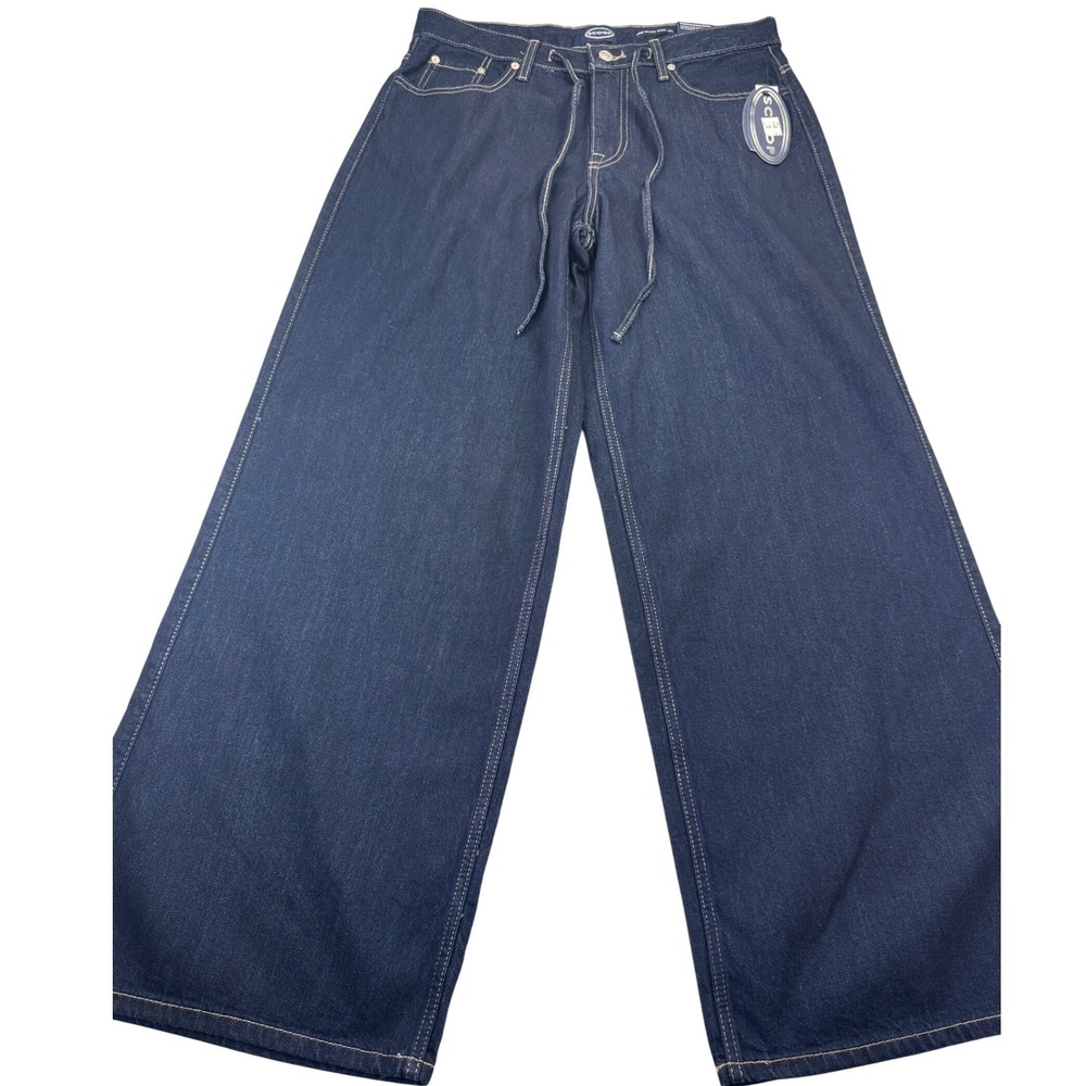 Scoop Womens Relaxed Low Slung Wide Leg Jeans Rinse Dark Wash Blue Size 6‎ NWT